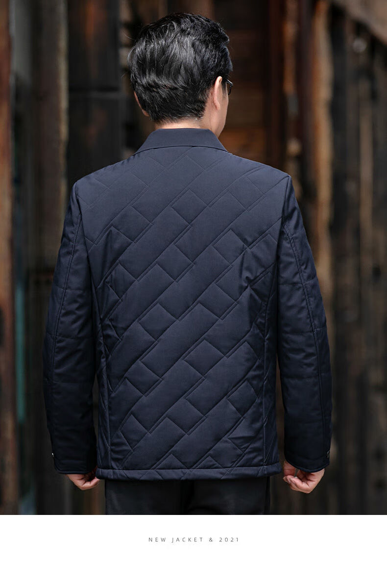 老爷车中老年棉衣男士商务休闲外套翻领爸爸装加厚冬装棉夹克外套藏