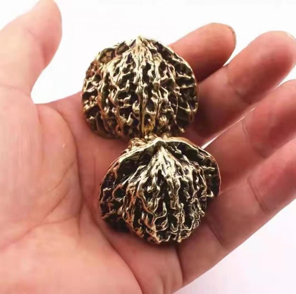 狮子头纯铜核桃文玩黄铜核桃收藏品铜手把件健身球男士耐磨把玩礼品