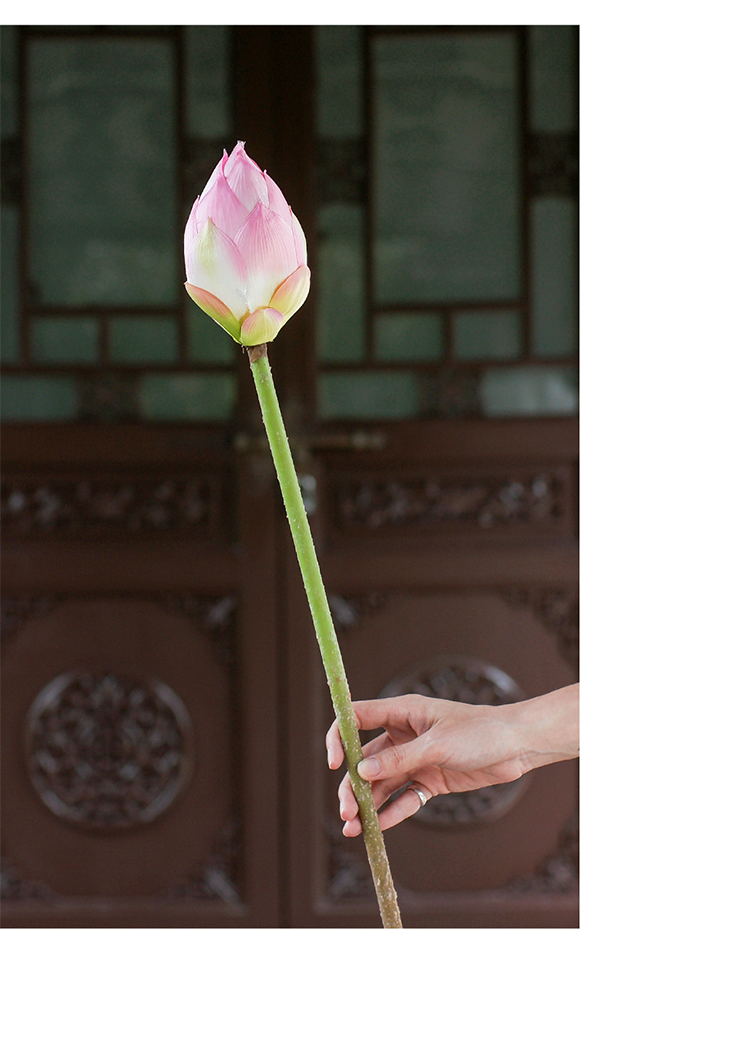 良米兮在野仿真荷花荷叶莲花摆件莲蓬带杆绢花茶馆假花家居装饰花插花