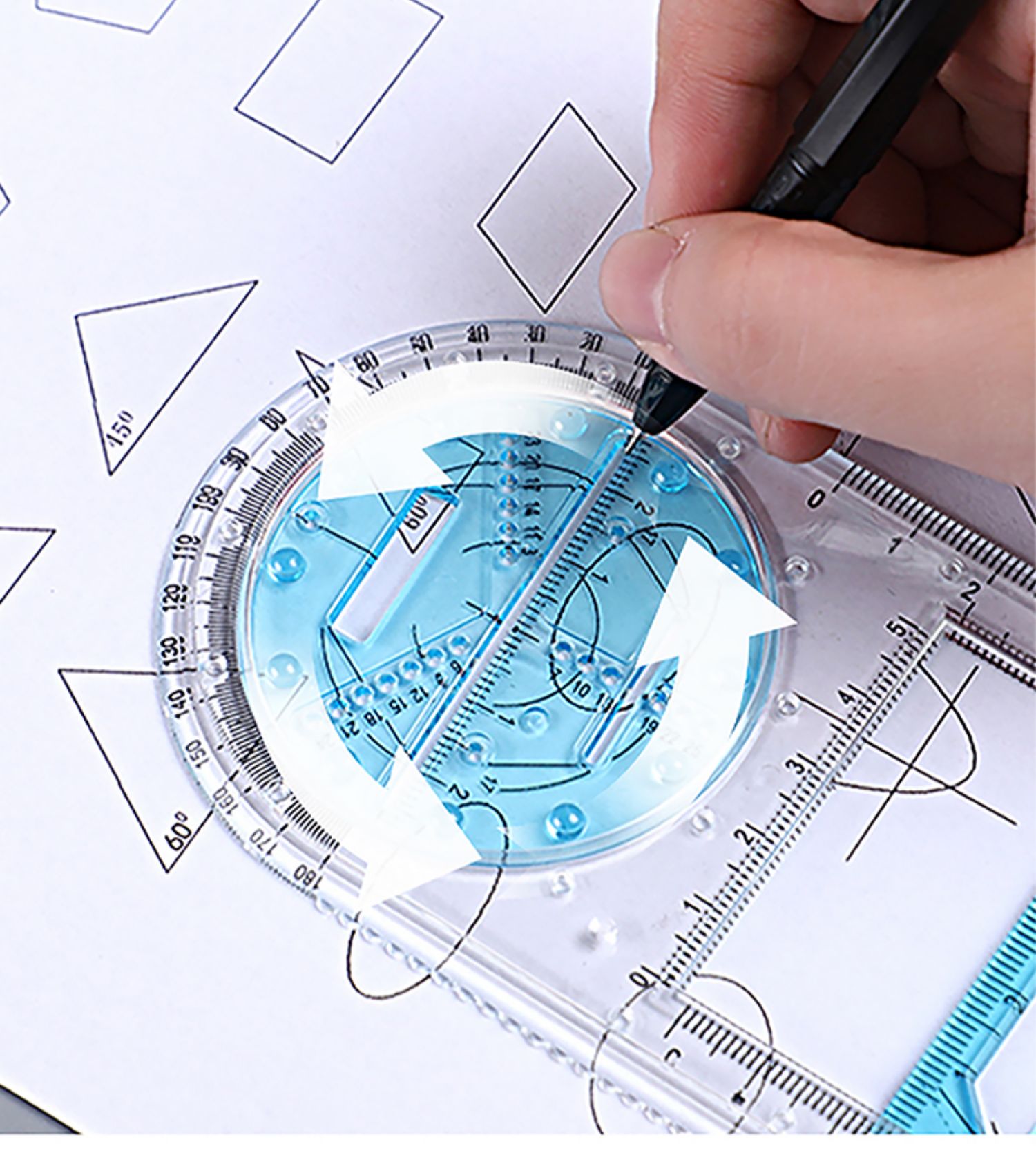 fgacct多功能尺子几何图形函数作图尺大象尺子高中生用画图尺绘图神器