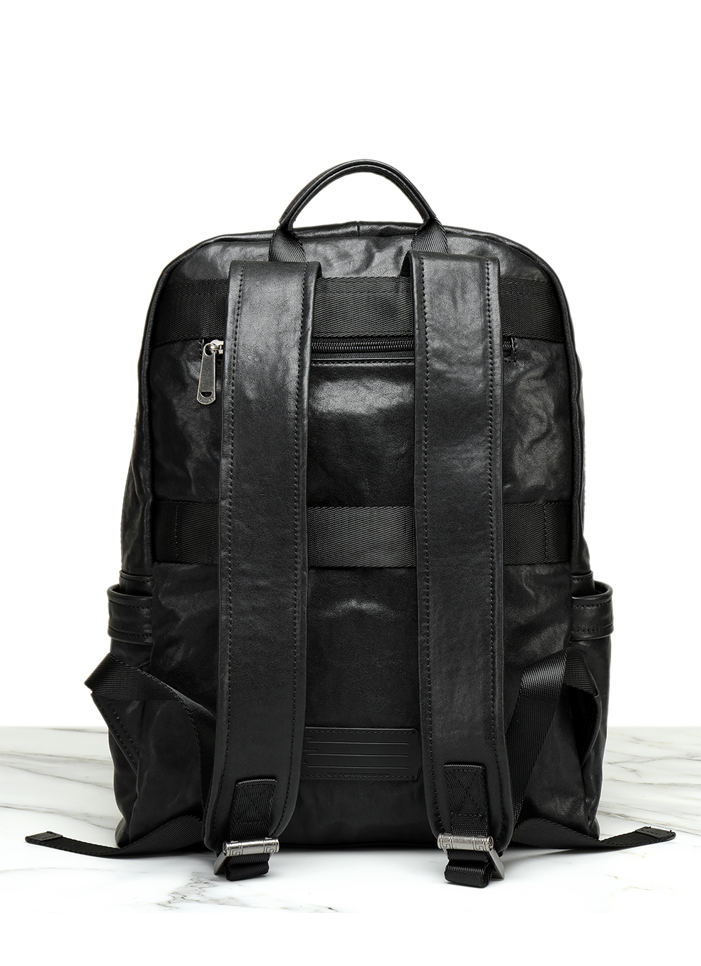 希特丹尼真皮双肩包男士商务休闲男包潮流时尚14英寸电脑背包黑色