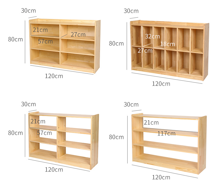 幼儿园区角柜幼儿园书包柜实木玩具柜区域蒙氏教具柜区3格樟子松