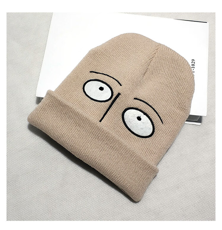 梦宁阁一拳人光头琦玉茫然脸中二搞怪表情针织毛线帽男女秋冬套头帽潮