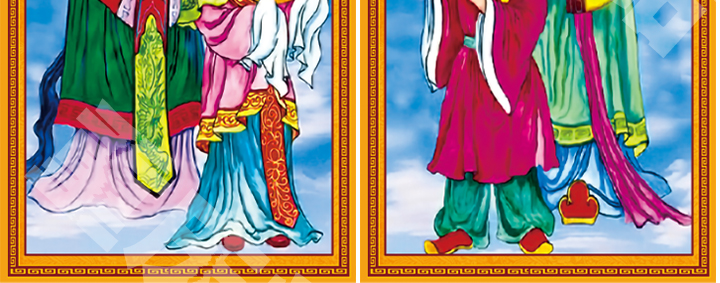 太阳星君太阴星君日宫月宫挂画金童玉女佛教道教十王画像道场案子