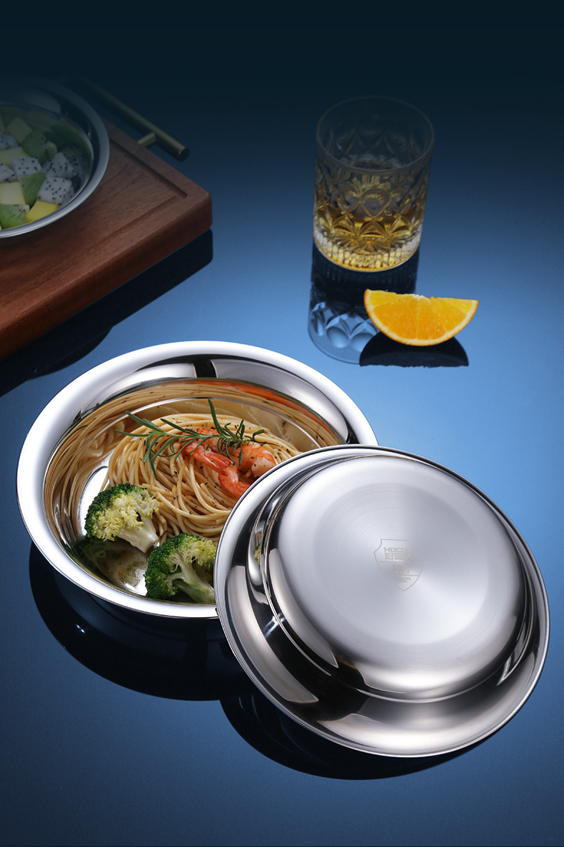 好厨夫304不锈钢盘子圆盘菜盘家用圆形铁盘浅盘小碟子餐盘托盘平盘