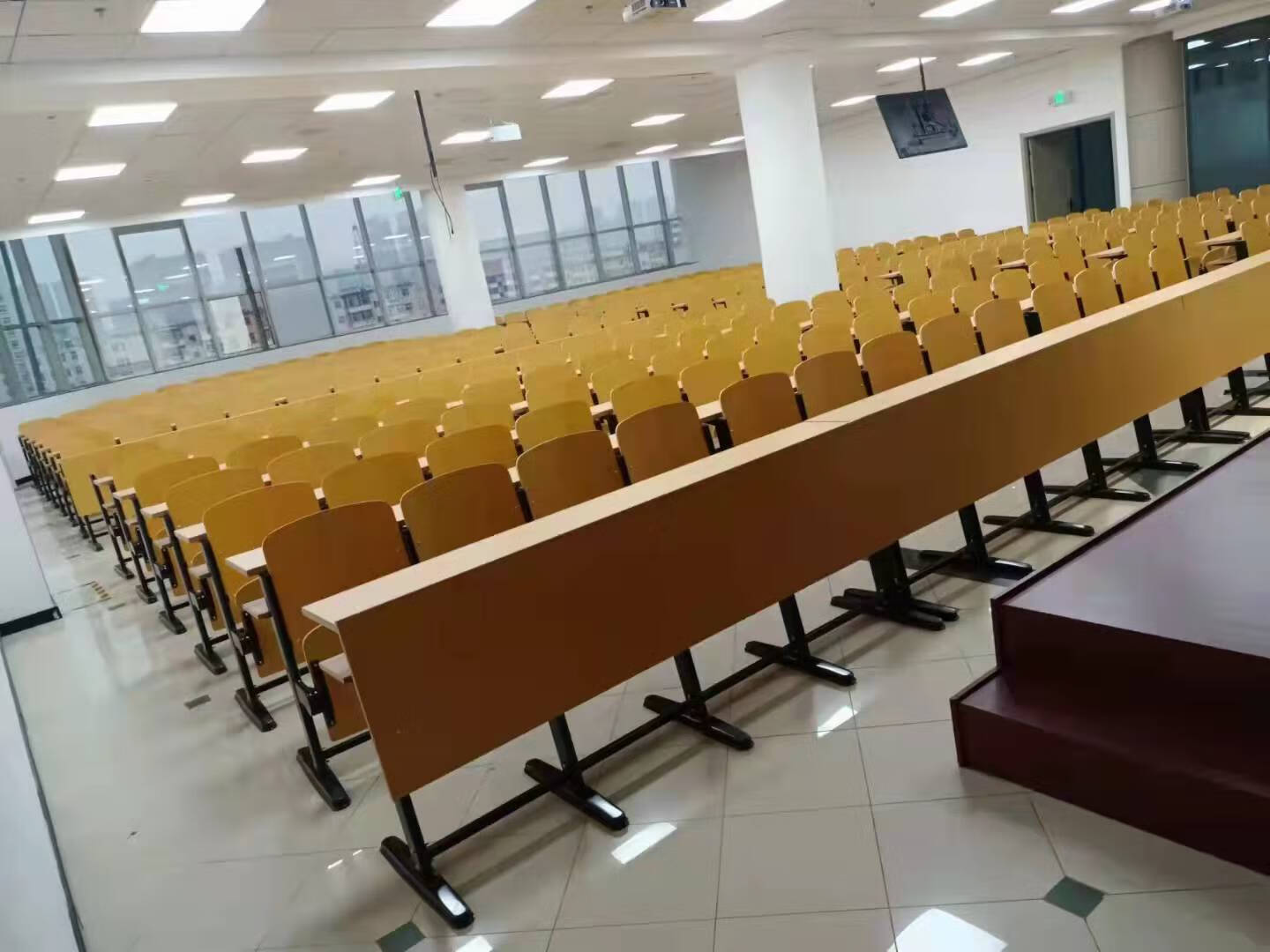 阶梯教室排椅阶梯教室排椅会议室固定连排椅实木礼堂椅翻板椅硬座学校