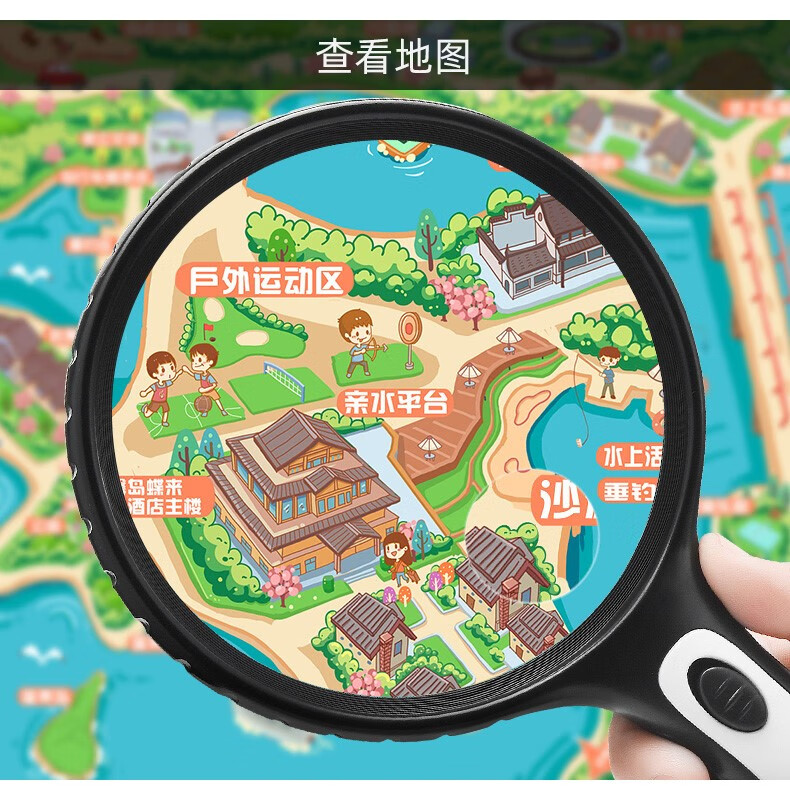 手持放大镜带led灯150倍 放大镜老人阅读高清高倍超大老年人专用扩大