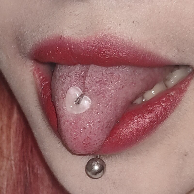 舌钉 舌钉绝了 舌环短杆防穿刺饰品可爱sn2957 白色 杆长16 杆粗1.