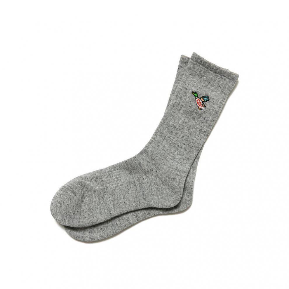 humanmade鸭子刺绣袜子男女中高筒运动纯棉加厚毛巾底滑板袜网红黑色