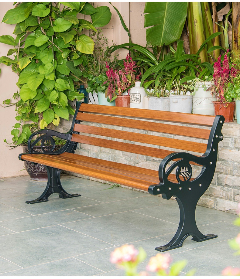 公园椅户外长桌椅室外庭院休闲座椅排椅仿木纹铝合金靠背椅子150cm