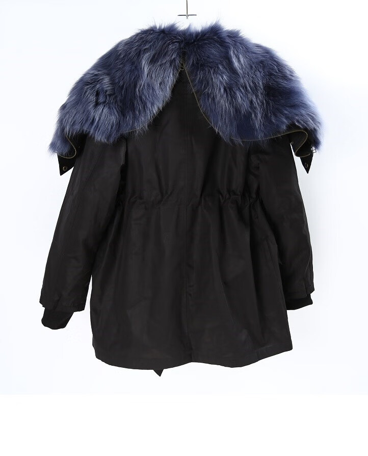 茗缘娅 整皮狐狸毛领獭兔毛内胆天使翼派克服皮草外套中长款女装限量