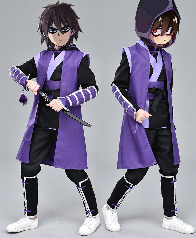 刺客五六七暗影刺客的套装梅花十三cos服儿童旗袍衣服小孩 刺客伍六七