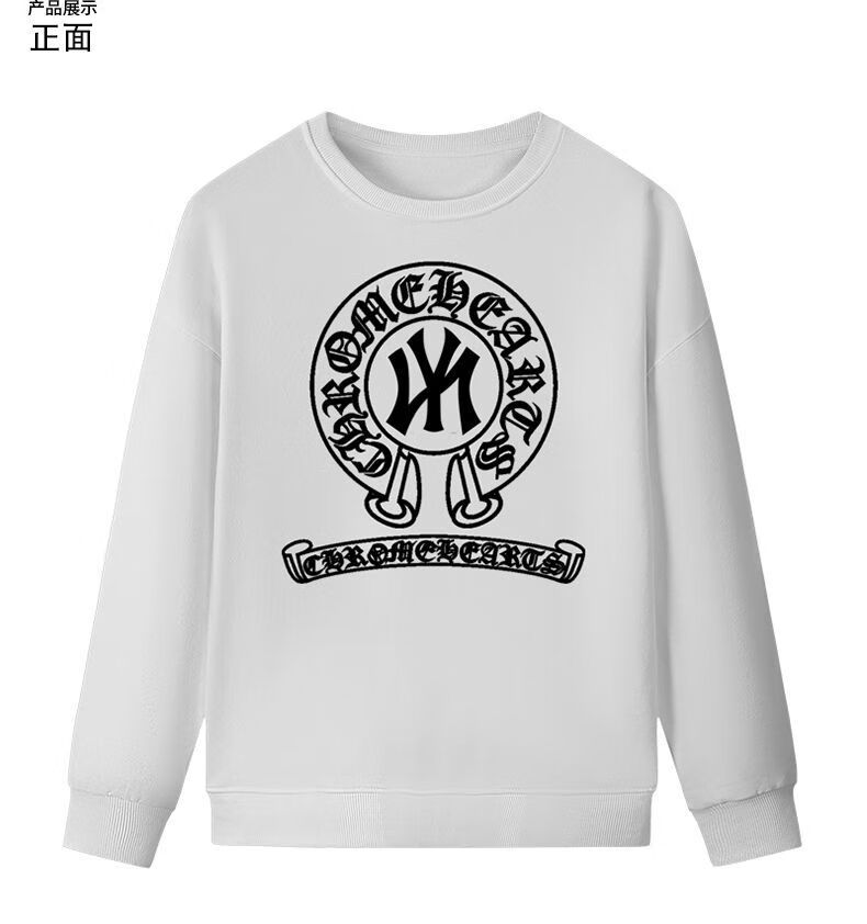 mlb la卫衣男圆领春秋纯棉长袖t恤潮牌情侣秋装宽松印花衣服女 白色