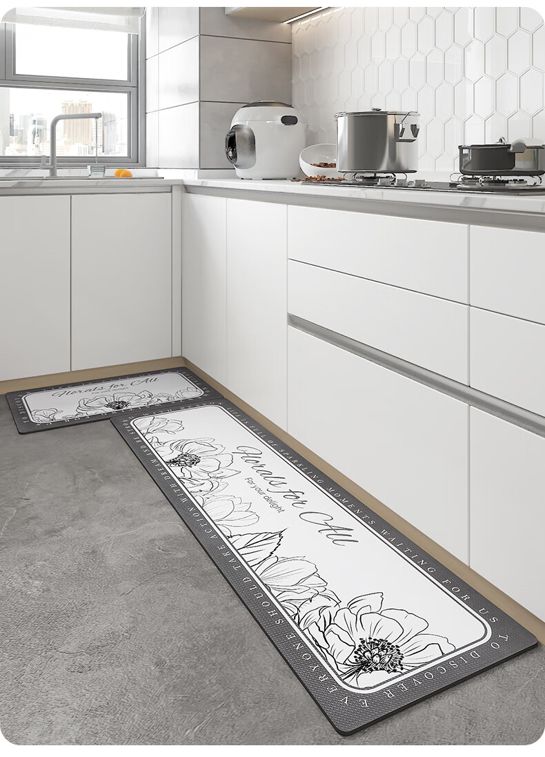 大江厨房脚垫长条家用防滑垫防水防油脚垫皮革可擦洗地垫复苏单条装