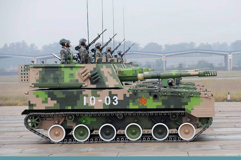 军旅情07式122自行榴弹炮模型合金战车坦克履带加榴炮火炮军事模型