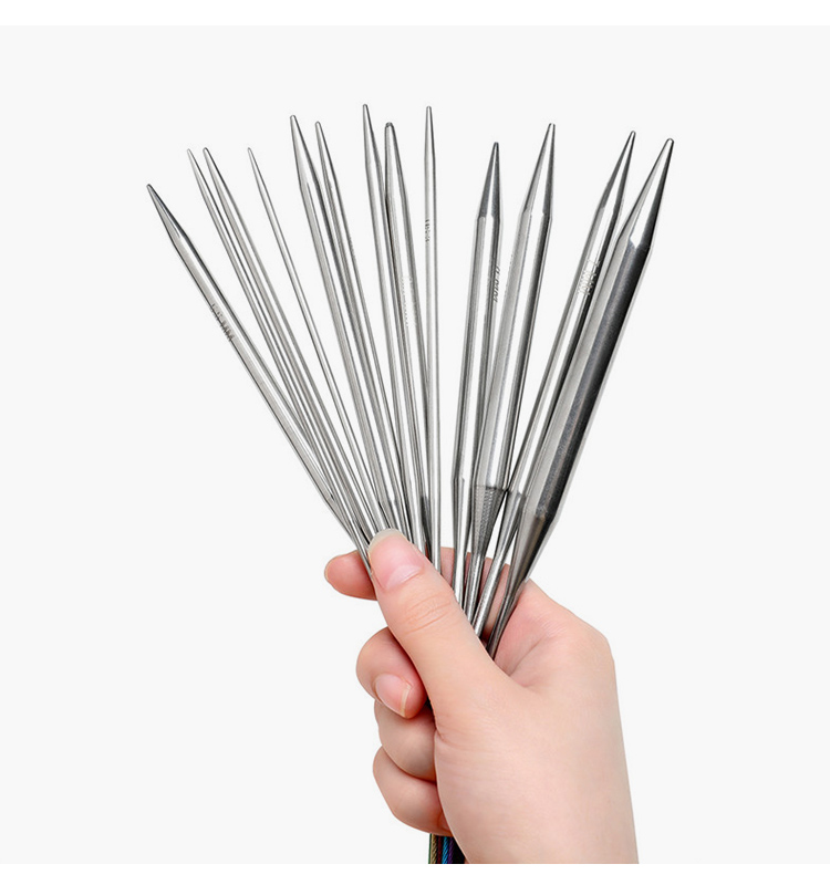 睿爸 环形针编织工具毛衣针不锈钢棒针毛线织针手工循环棒针40 100