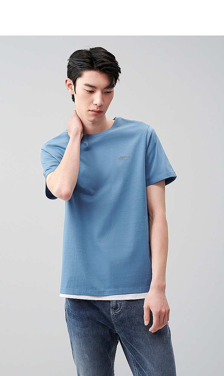 hla海澜之家短袖t恤男22夏季新品短袖男冰爽棉凉感立体高周波图案白色