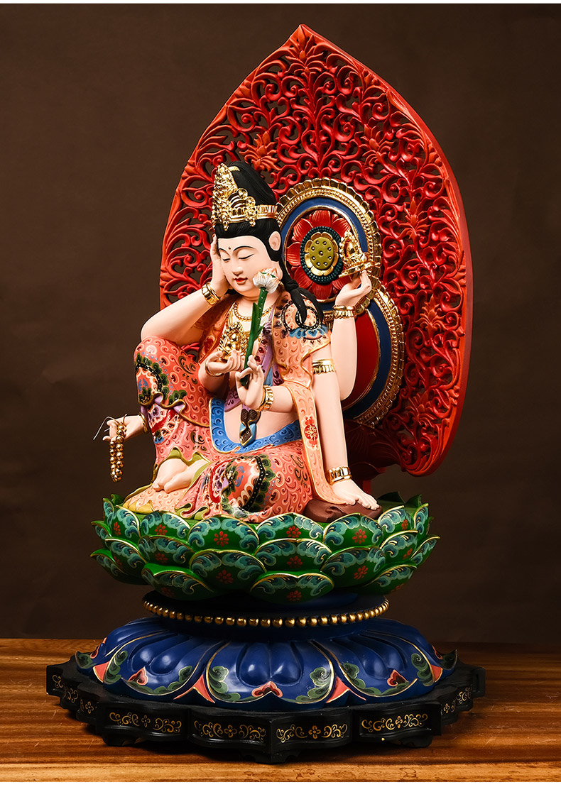 思古 香樟木雕如意轮观音佛像摆件大梵深远观世音菩萨真身客厅家居