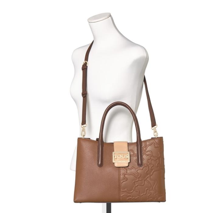 tous大号棕色和米色皮革 tous icon city 包12.5*35*24cm a os【图片 