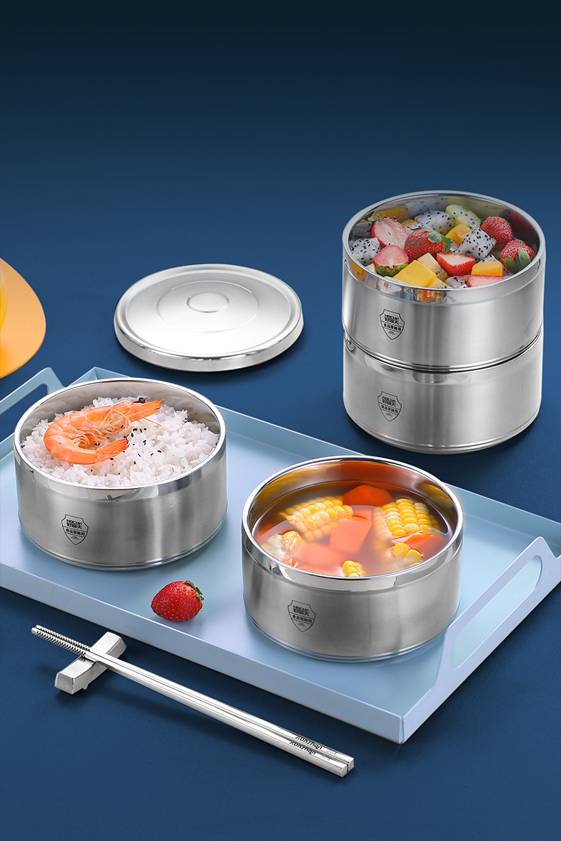 好厨夫hocuf不锈钢保温提篮多层保温饭盒学生便当盒大容量保温桶防溢