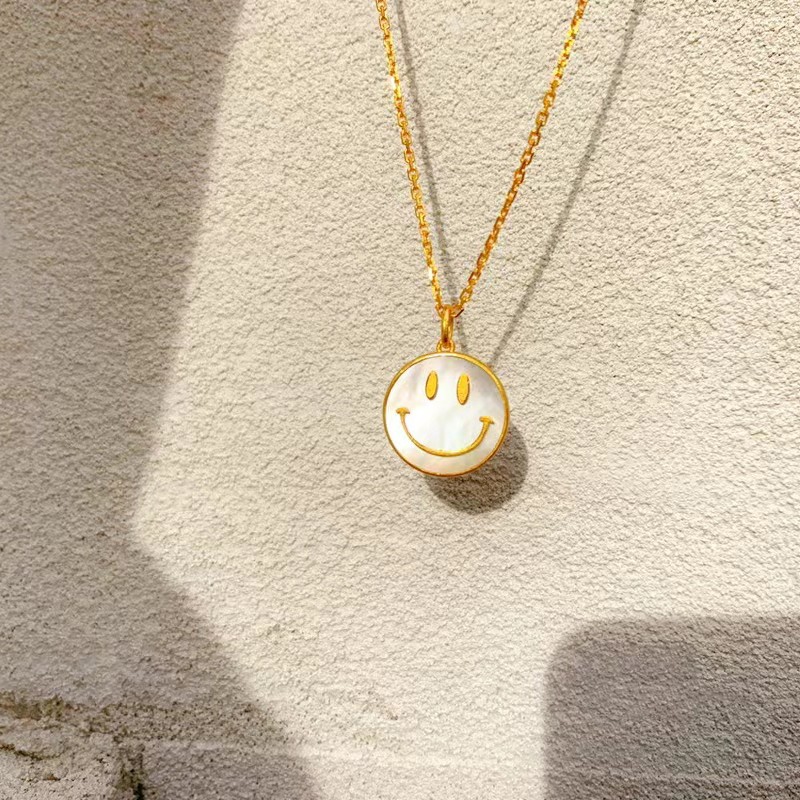 顺丰速运易升黄金微笑项链女999足金笑脸颈链微笑表情吊坠送女朋友