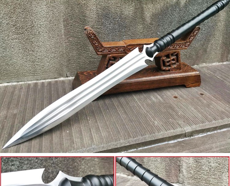 长矛赵子龙花纹钢赵云枪霸王枪红缨枪头武术十八般宝刀剑未开刃黑色
