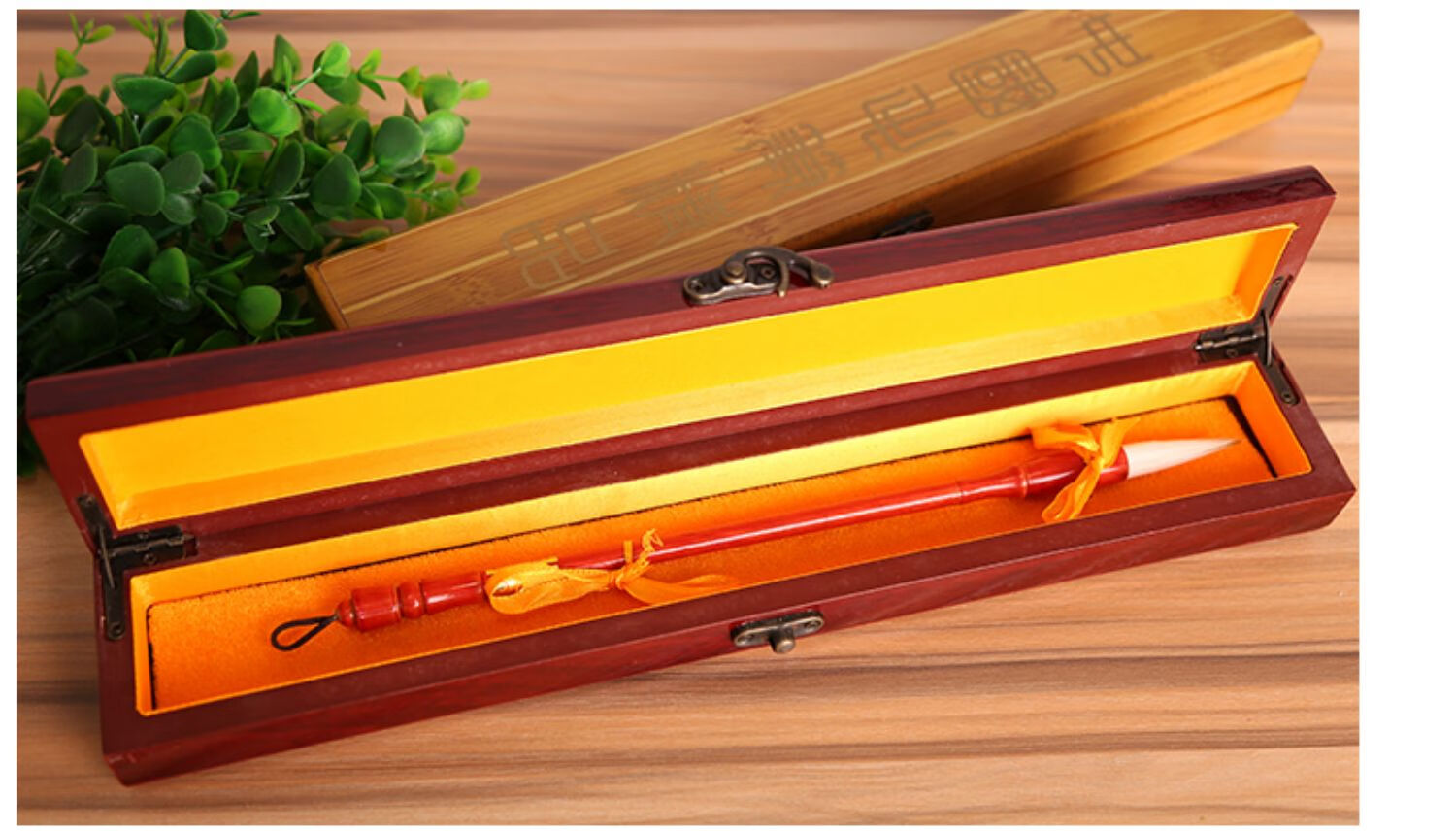 麒柠定制实木书法毛笔盒子放毛笔的收纳盒学生创意古风礼品送人礼盒装