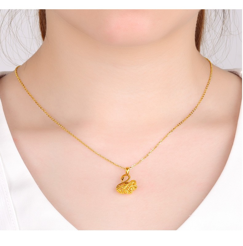 【520礼物】迎彩钻 黄金吊坠足金天鹅金吊坠女9999黄金项链金项链3d硬