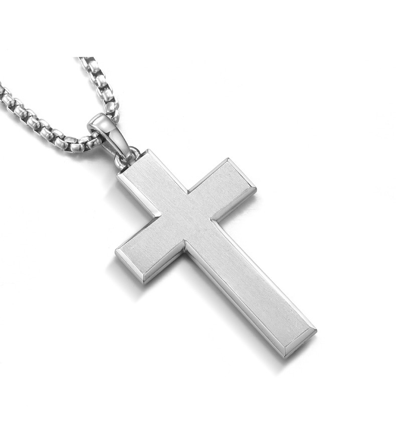 mam银十字架项链男生ins潮感小众男女简约个性吊坠生日礼物送男友 银