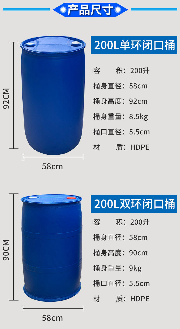 加厚200升塑料桶工地用120公斤法兰桶柴油桶化工工业大胶桶 9成新200