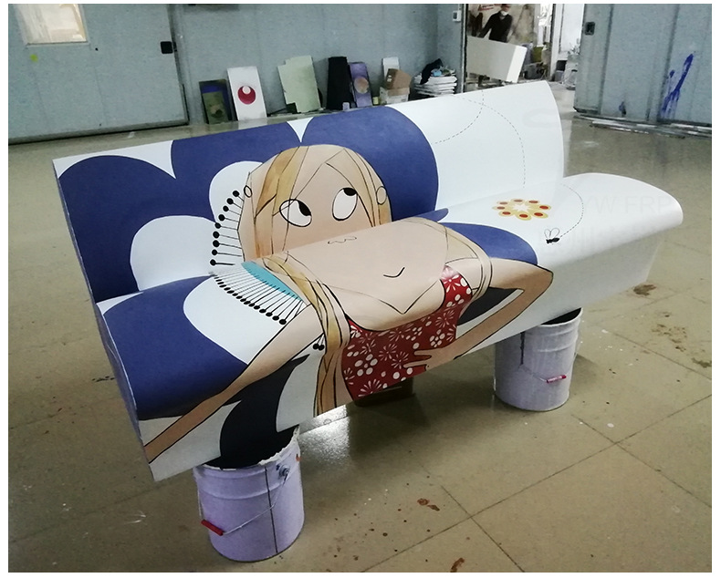 钢彩绘书本座椅商业美陈座凳公园广场休息长椅网红休闲椅家具 彩绘