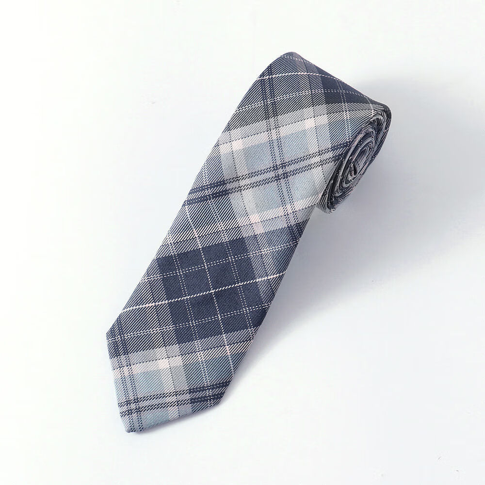 jk领带 jk制服灰棕黑格配饰 青野/诸神黄昏/领结领带 碳灰手打领带