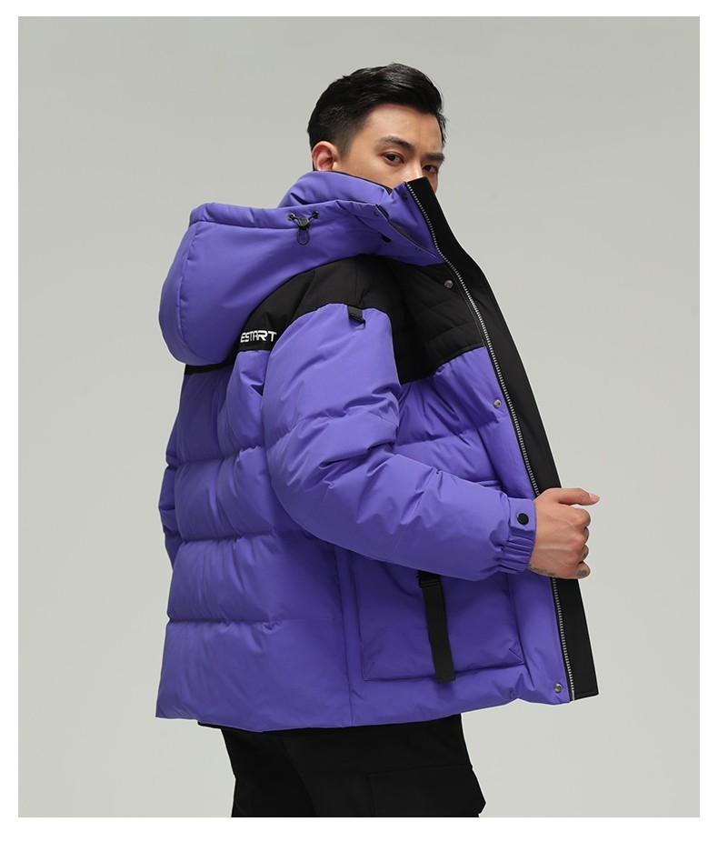 鸭鸭羽绒服星空情侣冬季保暖宽松连帽外套g冰蓝色2xl