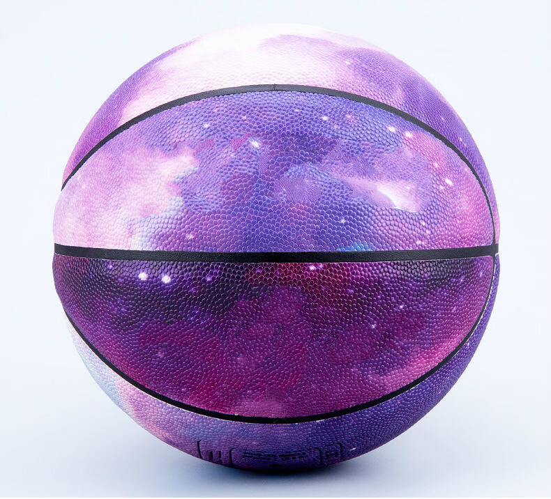 君东篮球2021艺术紫色星空颗粒pu7号夜光变色篮球耐磨防滑夜光7号篮球
