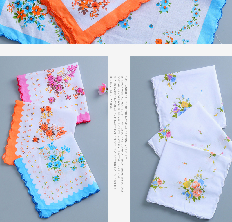 岩秦手绢女士手绢儿童小手帕牙边手绢环保印花手帕款式13条