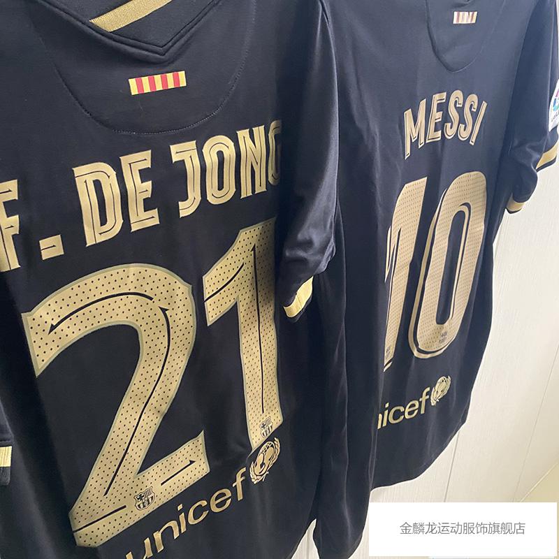 巴萨客场黑金足球服加维法蒂德容10号梅西欧冠球衣上衣16号佩德里s