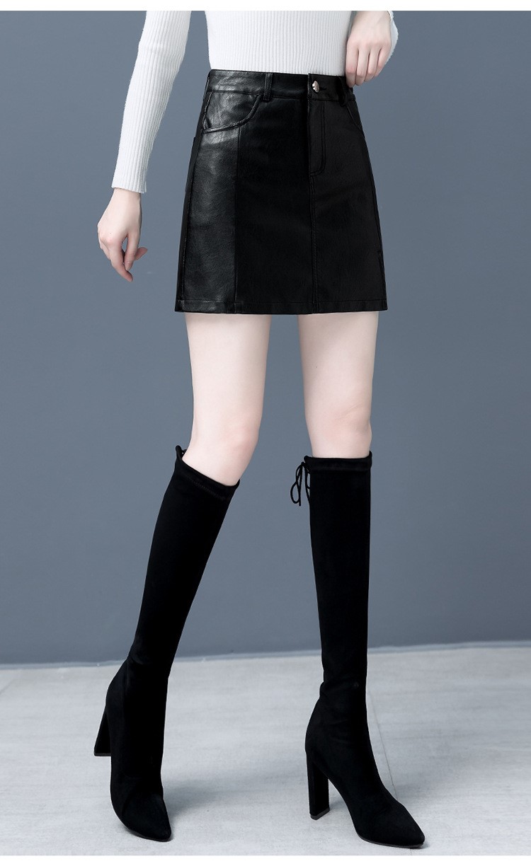 捡漏轻奢香港潮牌冬季皮裙新款短裤防走光pu皮短裙女秋冬时尚包臀开叉