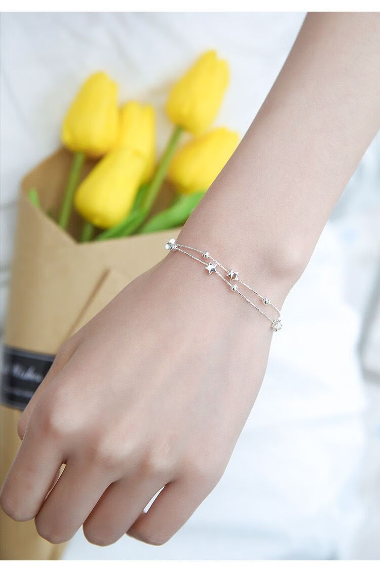 ck手链女s925银ins不掉色小众学生韩版生日礼物送女生冷淡风手腕链子