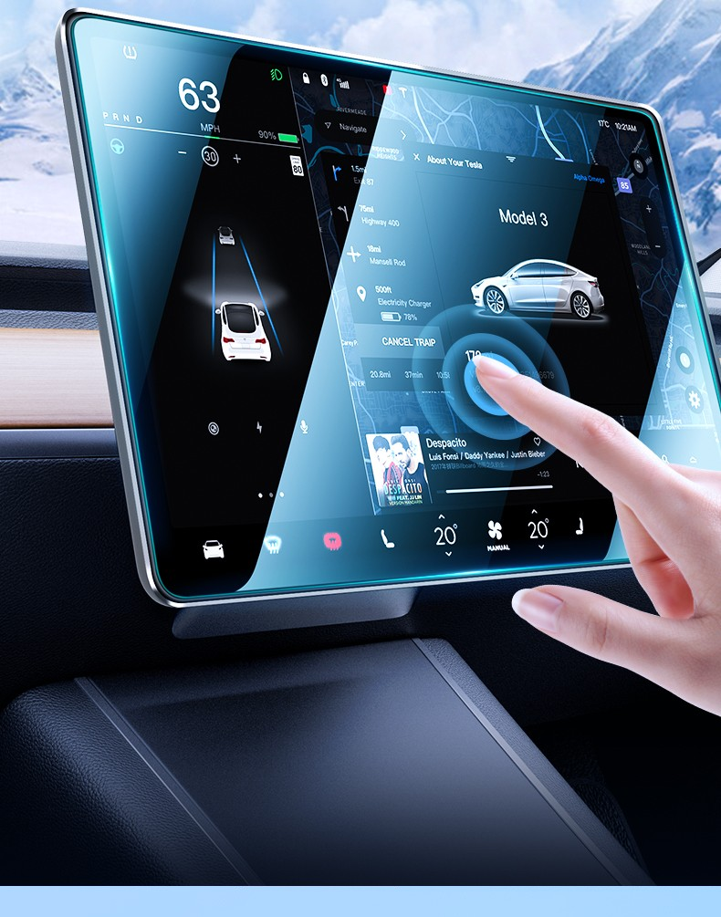 olomm 特斯拉屏幕钢化膜 model3/y中控膜特斯拉屏幕贴膜屏保配件导航