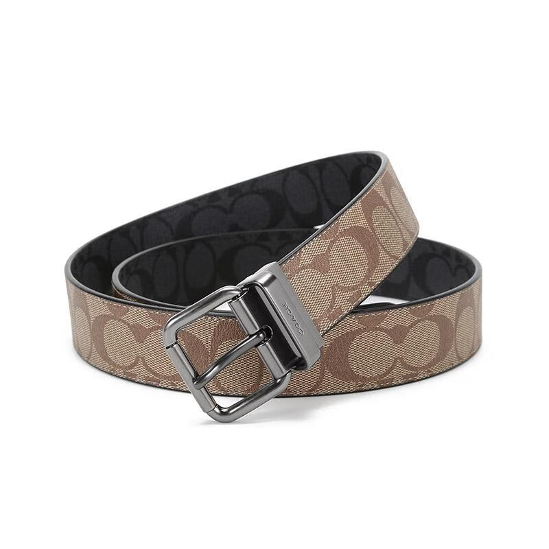 蔻驰coach 腰带男士奢侈品滚轮扣合身双面腰带 图片色 uni【图片 价格