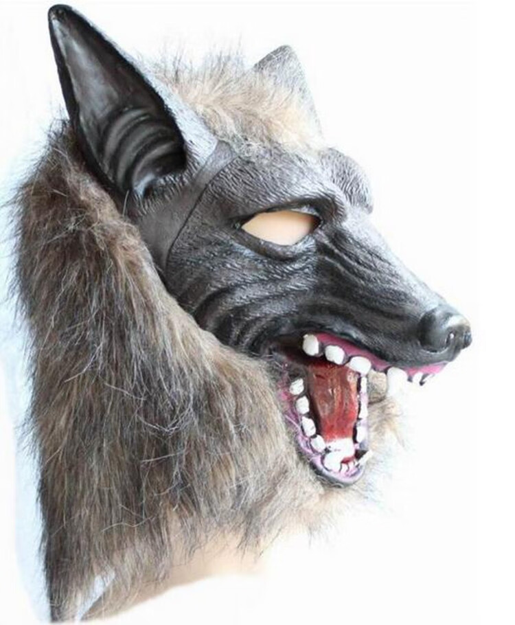 大灰狼面具万圣节面具狼面具灰狼面具凶恶狼人面具狼头套大灰狼恐怖