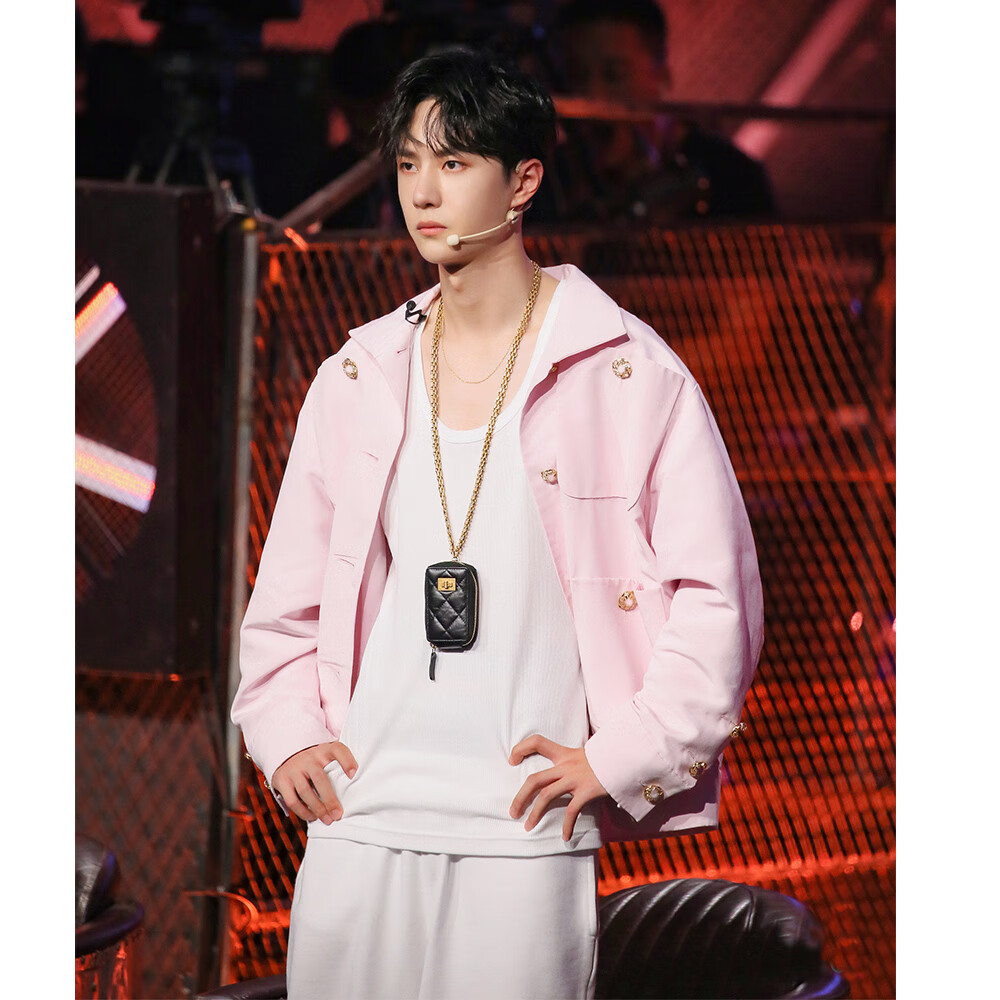 王一博明星同款多口袋粉色小香风外套男女2022春秋宽松夹克上衣潮 王