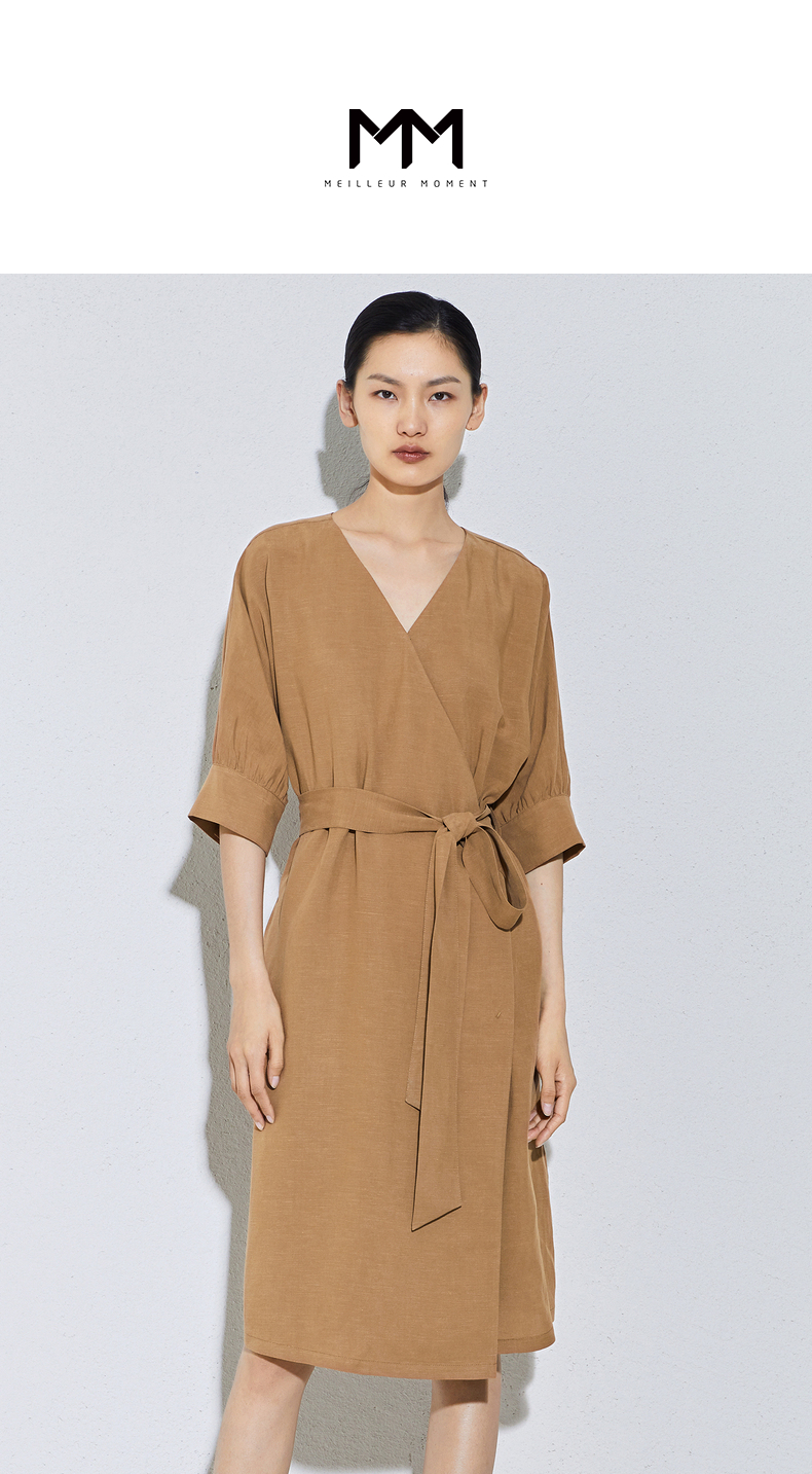 商场同款mm麦檬裙子新款夏裙子收腰显瘦气质连衣裙5b4293721棕色1507