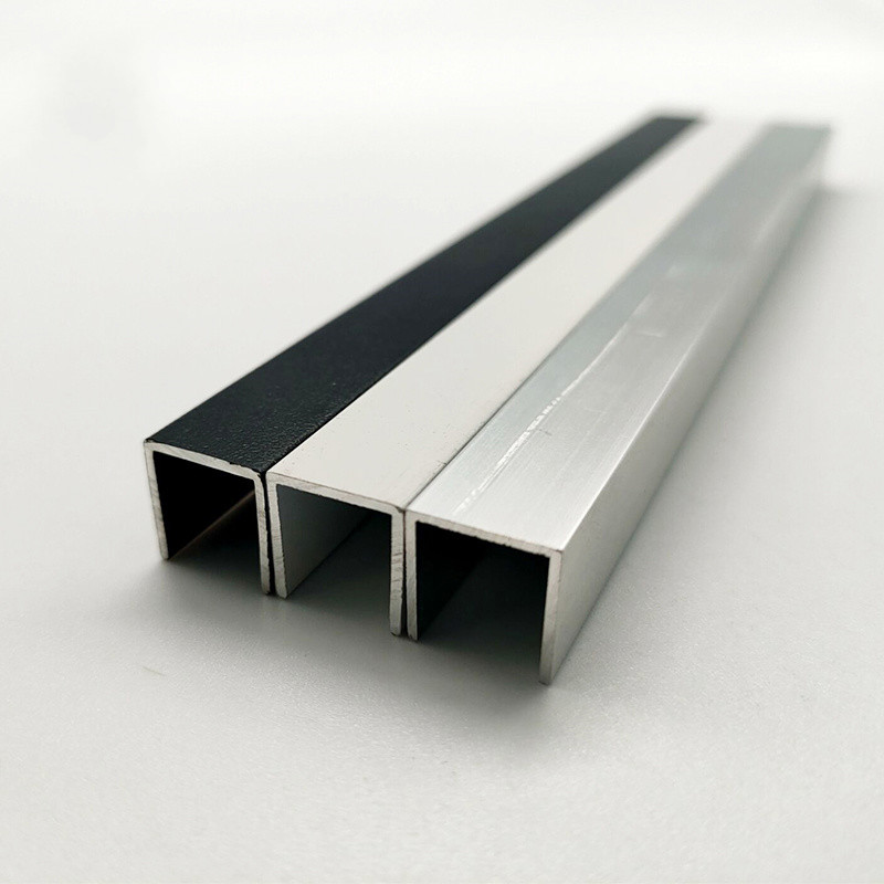 u型铝槽包边导轨铝合金卡凹槽玻璃门窗固定铝型材定制黑白铝本色方便