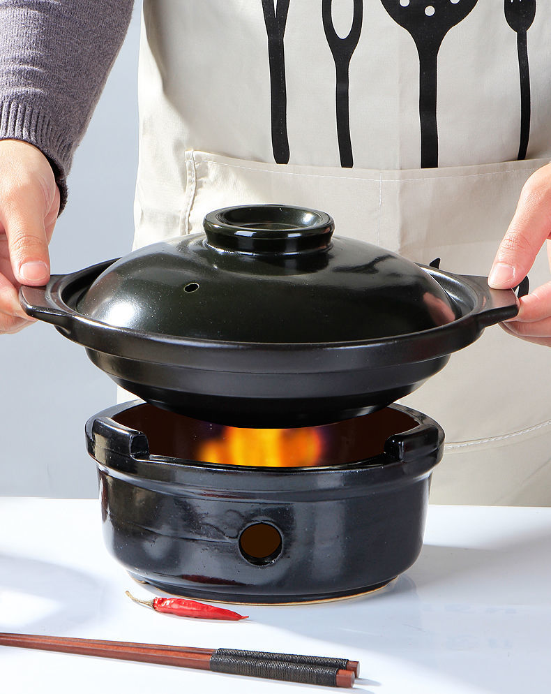 干烧锅创意酒精炉泥炉小火锅陶瓷炉户外风炉火炉带盖浅锅砂锅zy9浅平