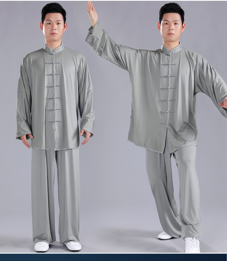山人运动同款牛奶丝太极服牛奶丝太极服男太极拳练功服男装2022新款