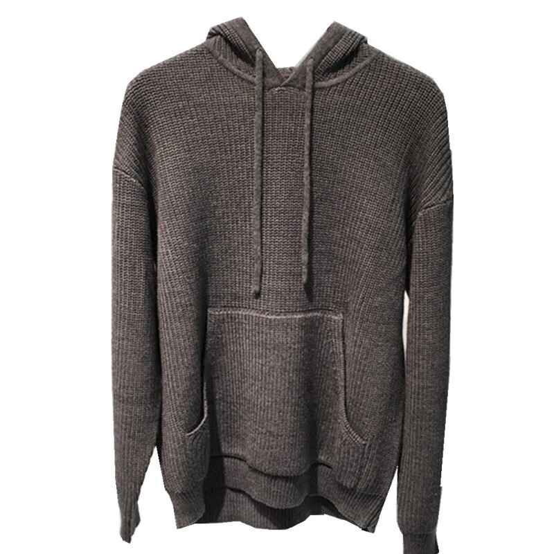 b94675男士毛衣宽松韩版针织衫bf慵懒风连帽毛线卫衣线衣94674 灰色 m