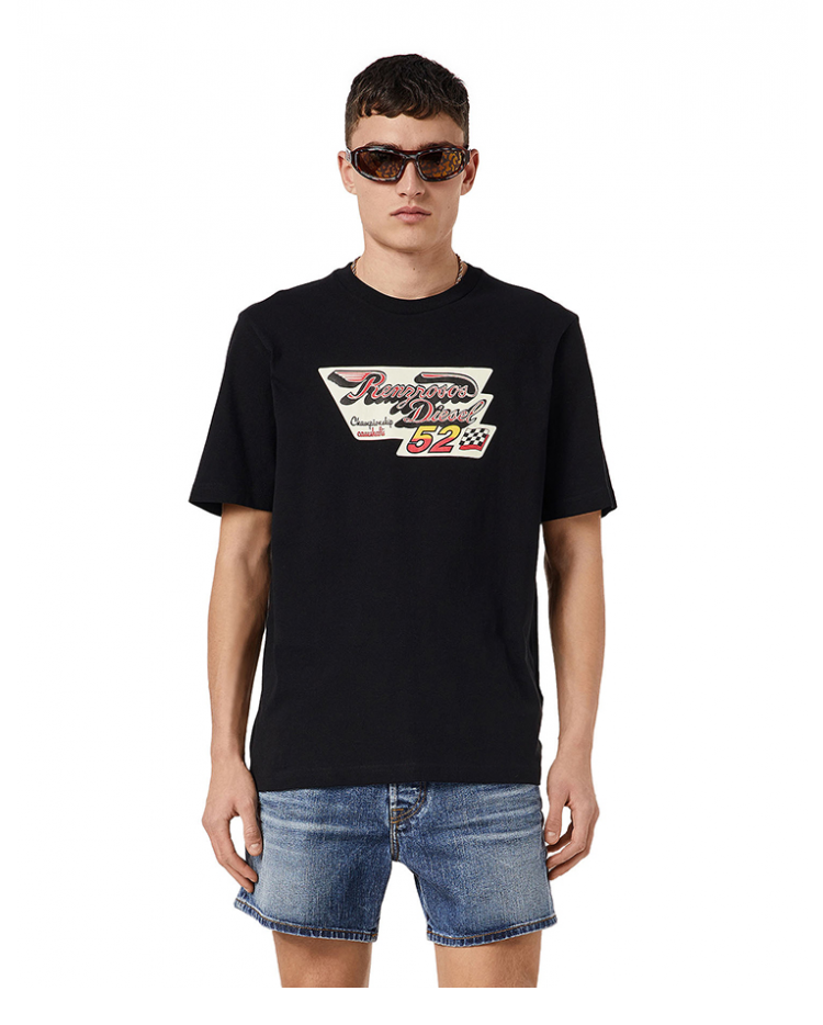 diesel迪赛2022春夏新品男士休闲复古印花针织短袖t恤a038460efan9