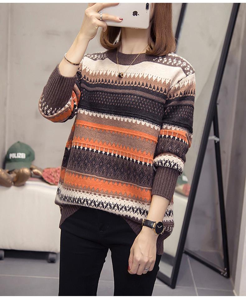 加肥加大码女装毛衣女秋冬胖mm宽松韩版200斤显瘦减龄针织打底衫 橘色