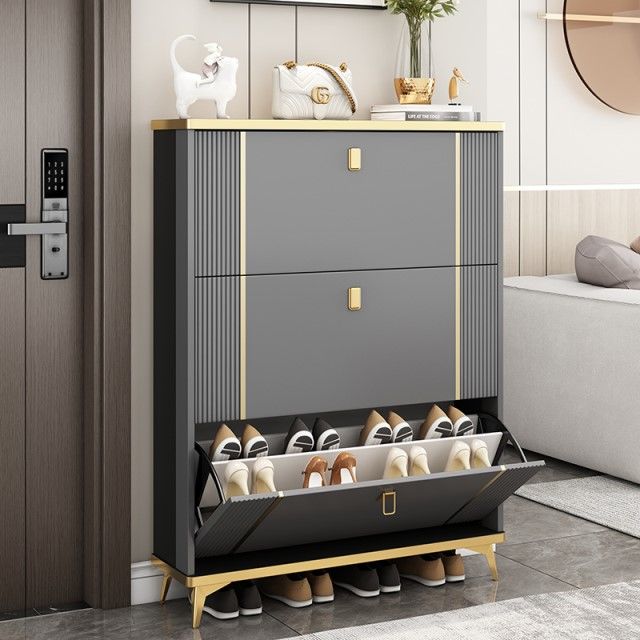 冠私薄翻斗鞋柜家用门口门外入户玄关柜新款2022进门小户型鞋架柜子约